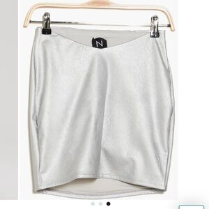 Naked Wardrobe - silver faux Leather Skirt